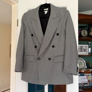 Women’s Houndstooth Double-Breasted Blazer in Black & White